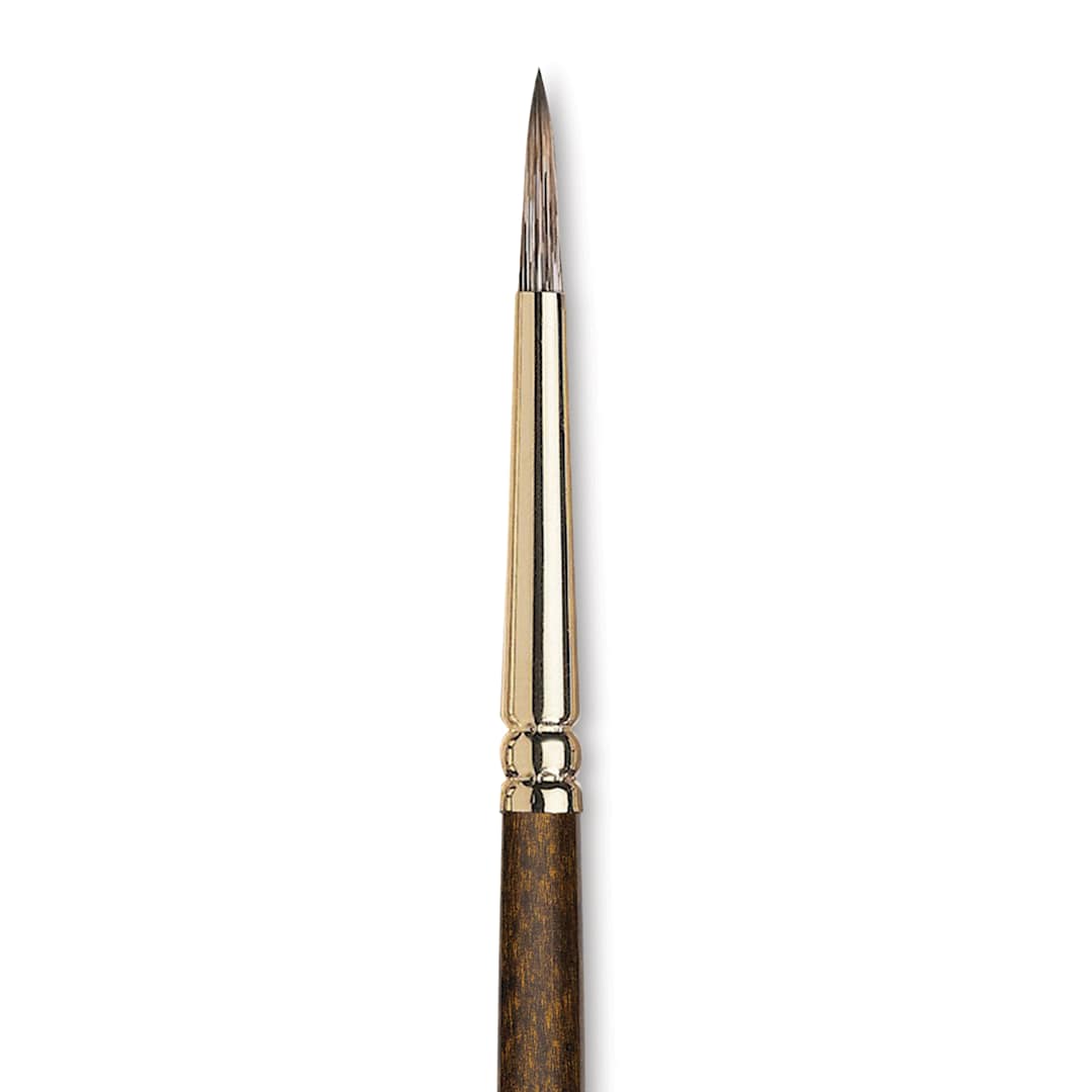 Open in modal - Winsor & Newton Monarch Mongoose Brush - Round, Long Handle, Size 4, close up