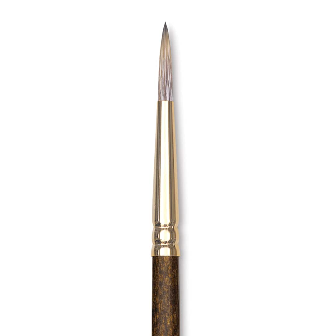Open in modal - Winsor & Newton Monarch Mongoose Brush - Round, Long Handle, Size 6, close up
