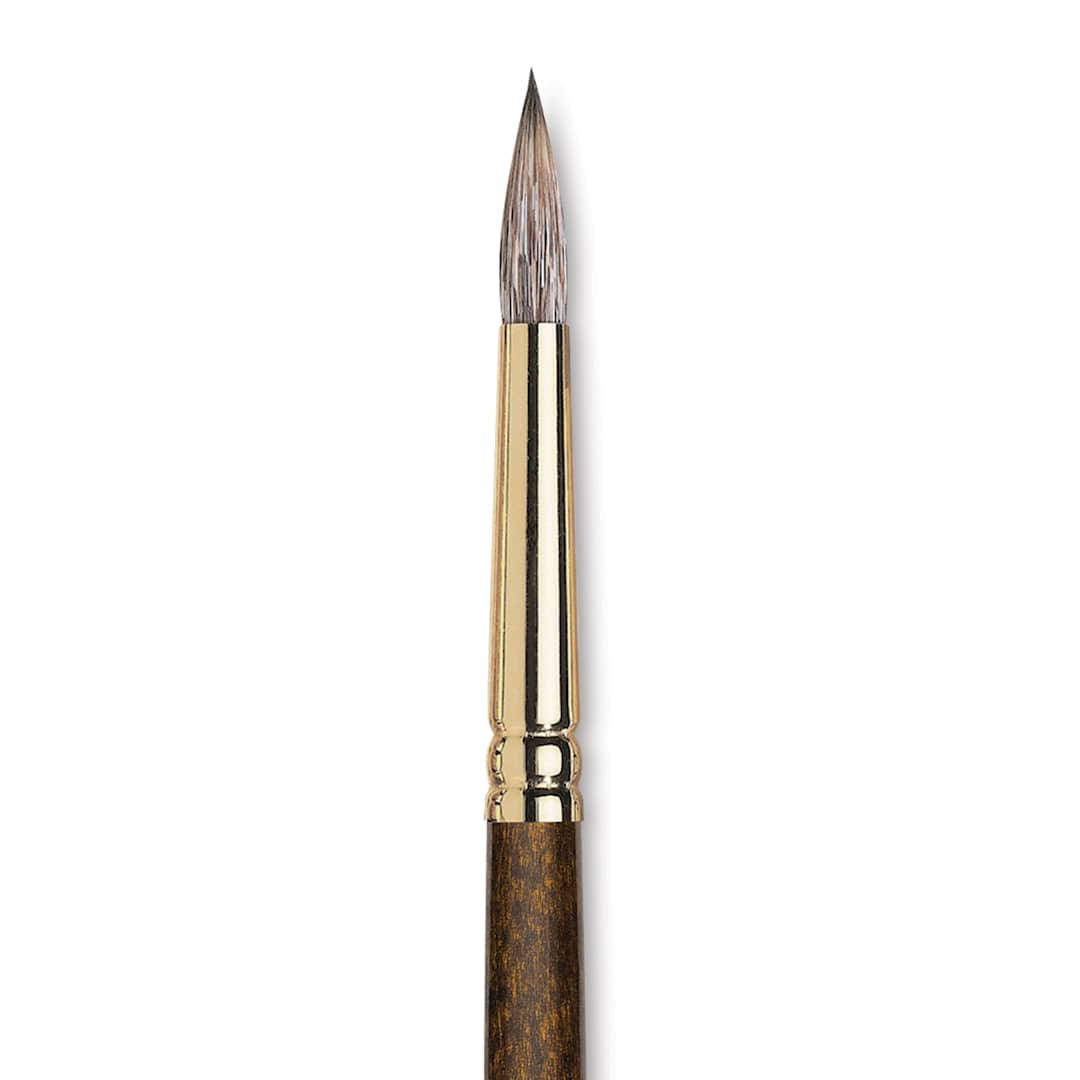 Open in modal - Winsor & Newton Monarch Mongoose Brush - Round, Long Handle, Size 8, close up