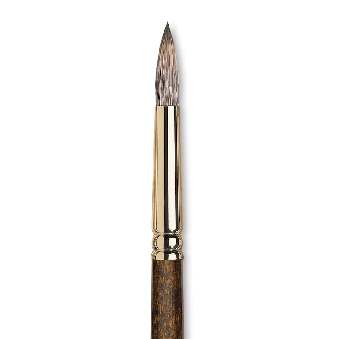 Open in modal - Winsor & Newton Monarch Mongoose Brush - Round, Long Handle, Size 10, close up