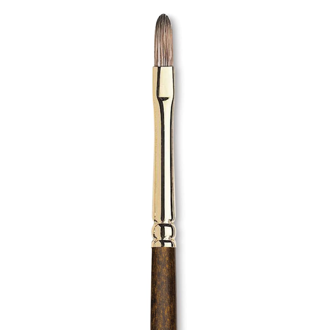 Open in modal - Winsor & Newton Monarch Mongoose Brush - Filbert, Long Handle, Size 0, close up
