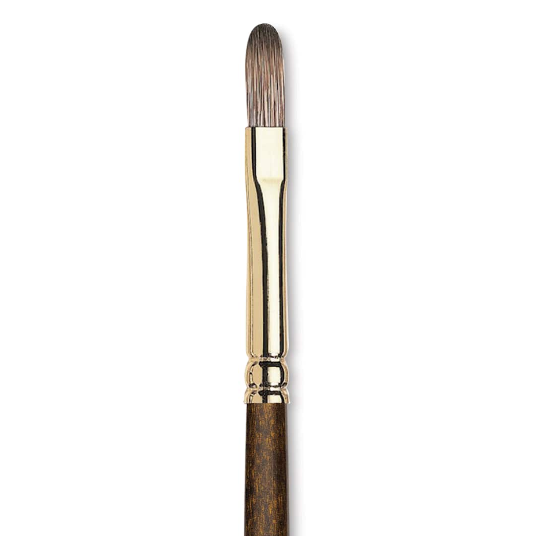 Open in modal - Winsor & Newton Monarch Mongoose Brush - Filbert, Long Handle, Size 2, close up