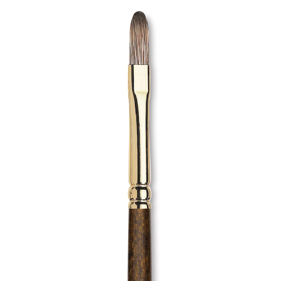 Open in modal - Winsor & Newton Monarch Mongoose Brush - Filbert, Long Handle, Size 4, close up