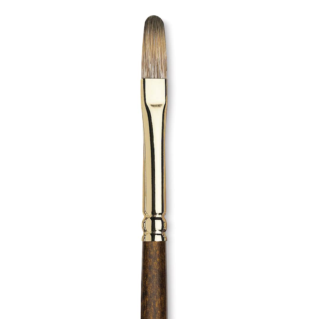Open in modal - Winsor & Newton Monarch Mongoose Brush - Filbert, Long Handle, Size 6, close up