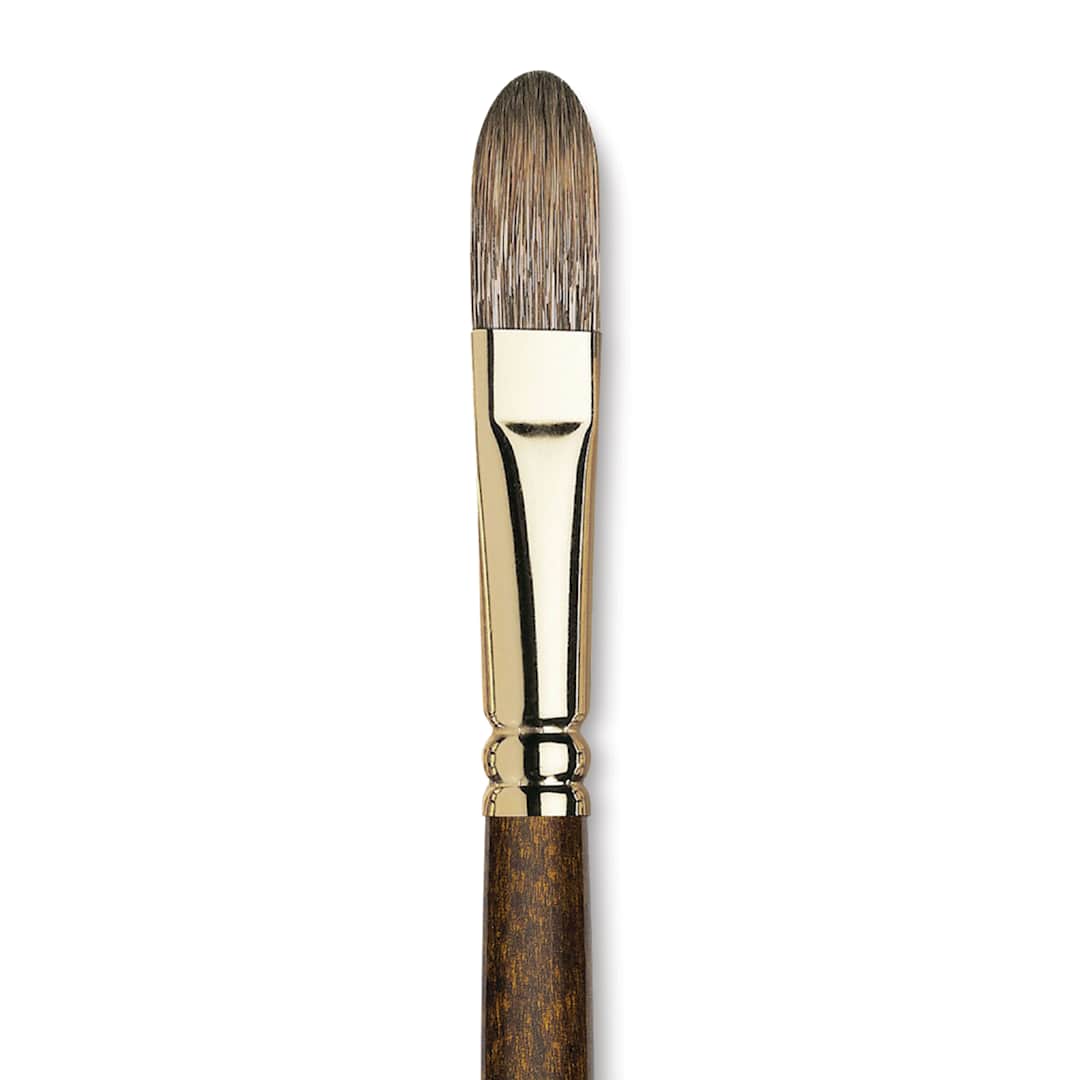 Open in modal - Winsor & Newton Monarch Mongoose Brush - Filbert, Long Handle, Size 12, close up