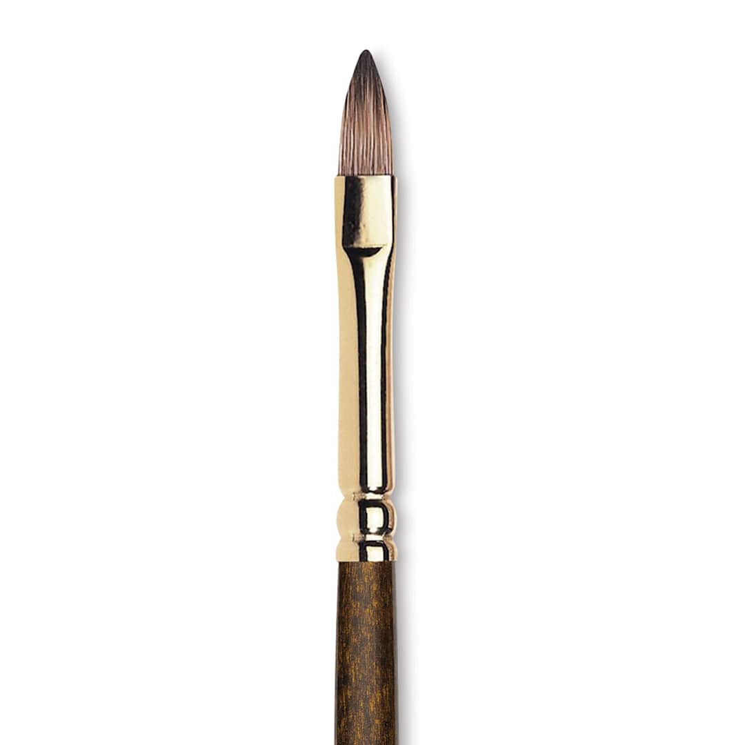 Open in modal - Winsor & Newton Monarch Mongoose Brush - Short Filbert, Long Handle, Size 4, close up