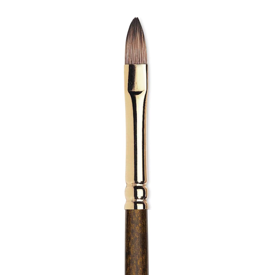 Open in modal - Winsor & Newton Monarch Mongoose Brush - Short Filbert, Long Handle, Size 6, close up