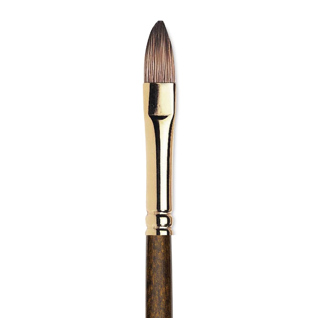 Open in modal - Winsor & Newton Monarch Mongoose Brush - Short Filbert, Long Handle, Size 8, close up