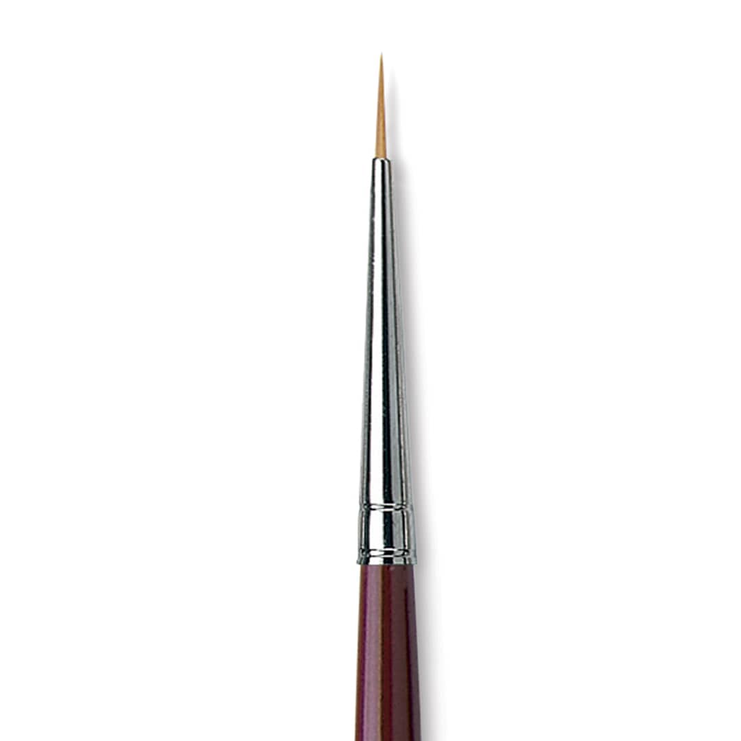Open in modal - Da Vinci Kolinsky Red Oil Sable Brush - Round, Long Handle, Size 0 close up