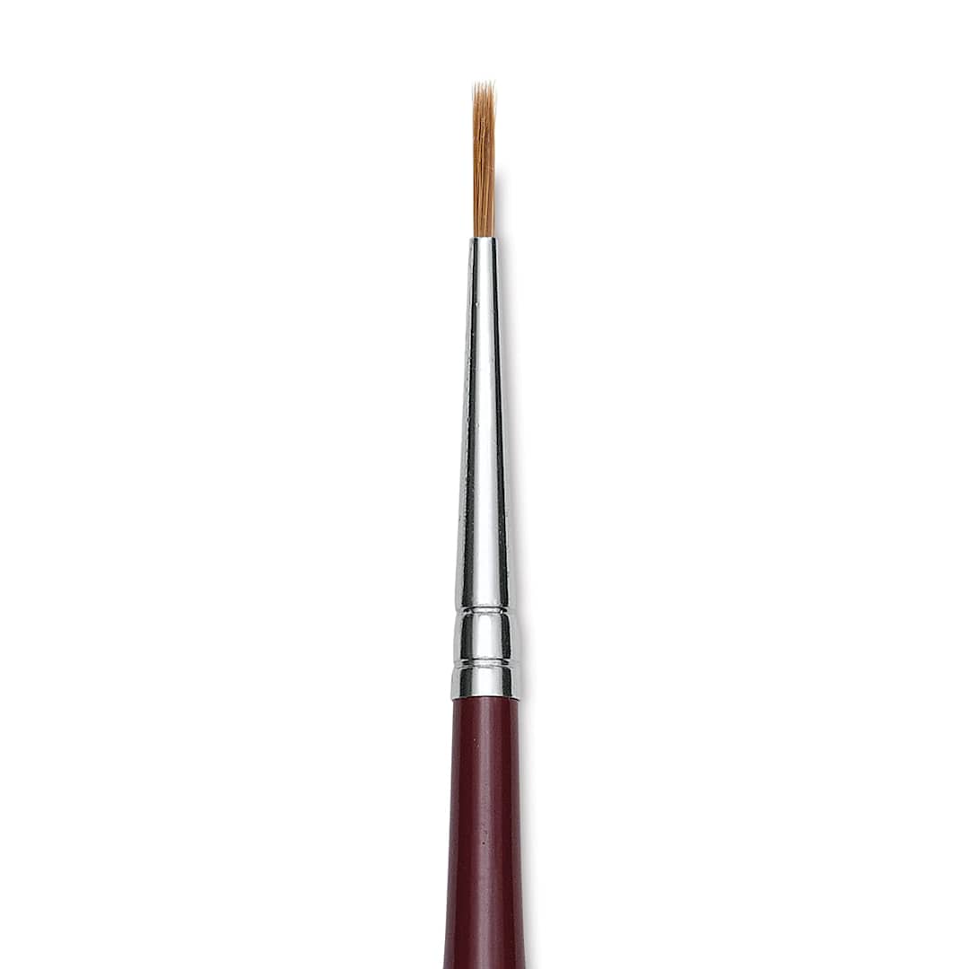 Open in modal - Da Vinci Kolinsky Red Oil Sable Brush - Round, Long Handle, Size 2
