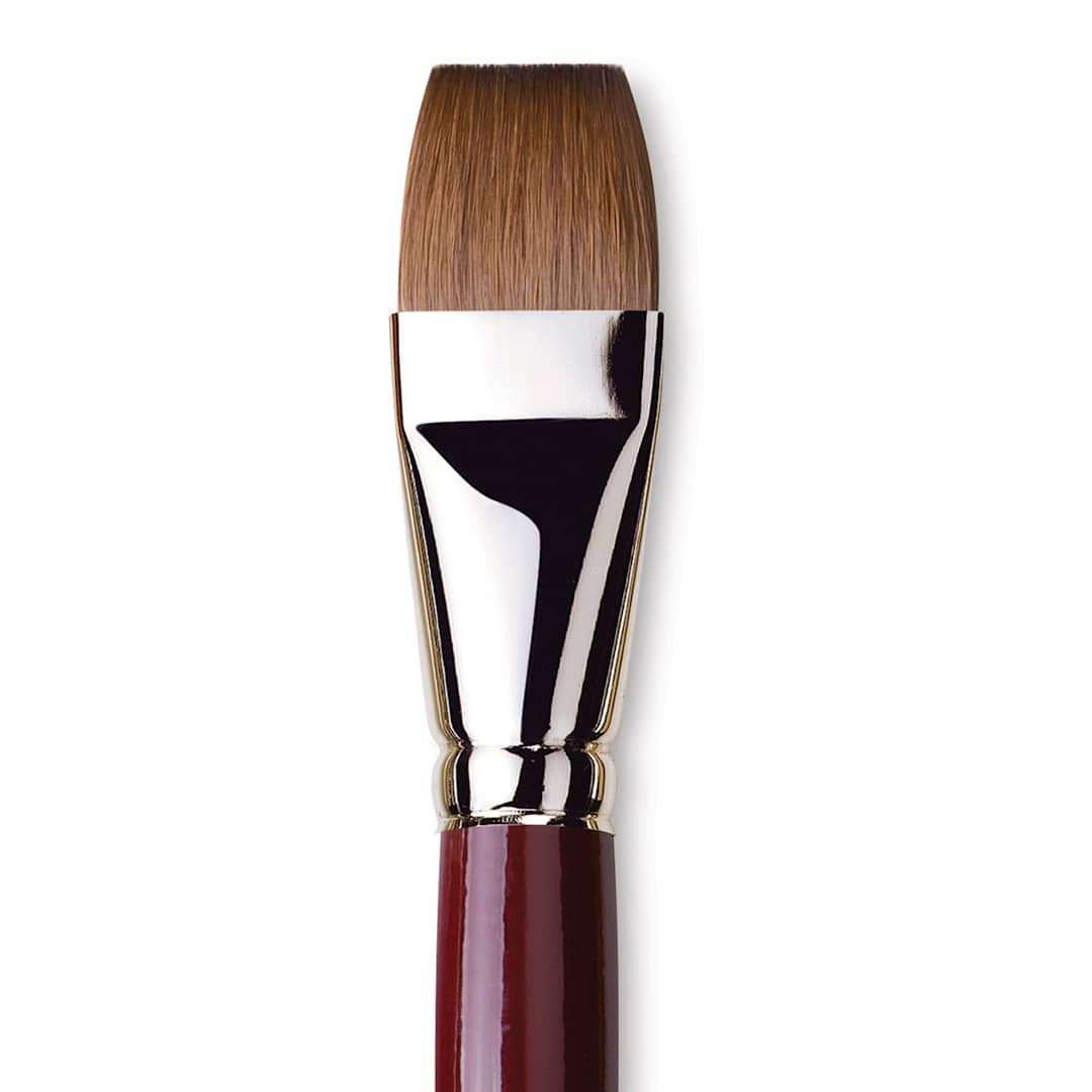 Open in modal - Da Vinci Kolinsky Red Oil Sable Brush - Bright, Long Handle, Size 28 close up