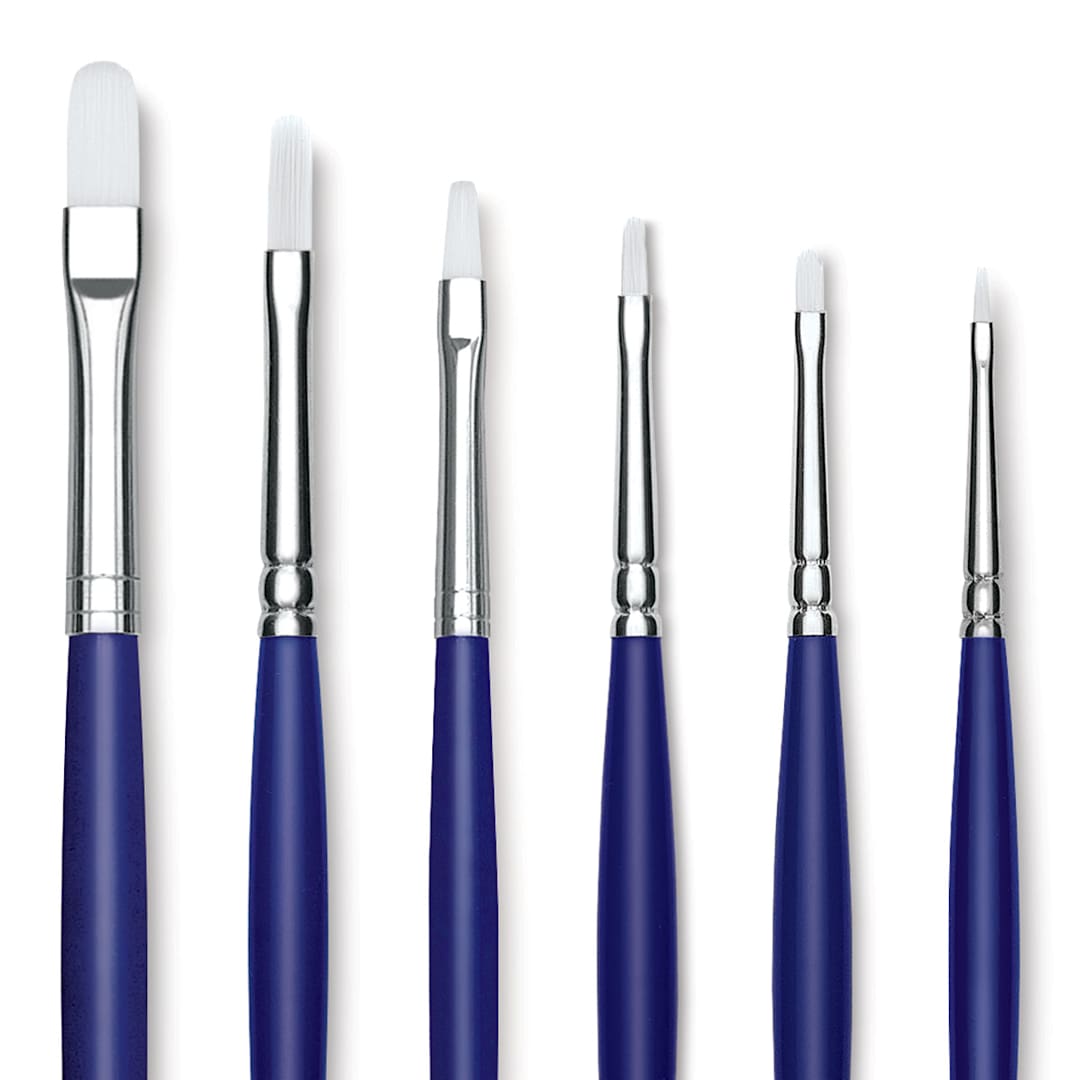 Open in modal - Blick Scholastic Wonder White Brush Set - Filbert, Long Handle, Set of 6