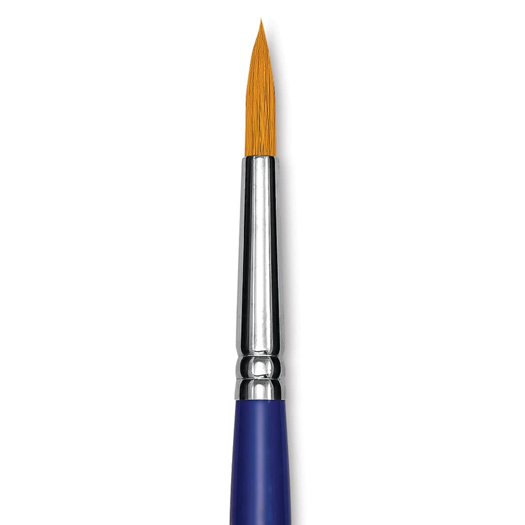 Open in modal - Blick Scholastic Golden Taklon Brush - Round, Long Handle, Size 10 close up
