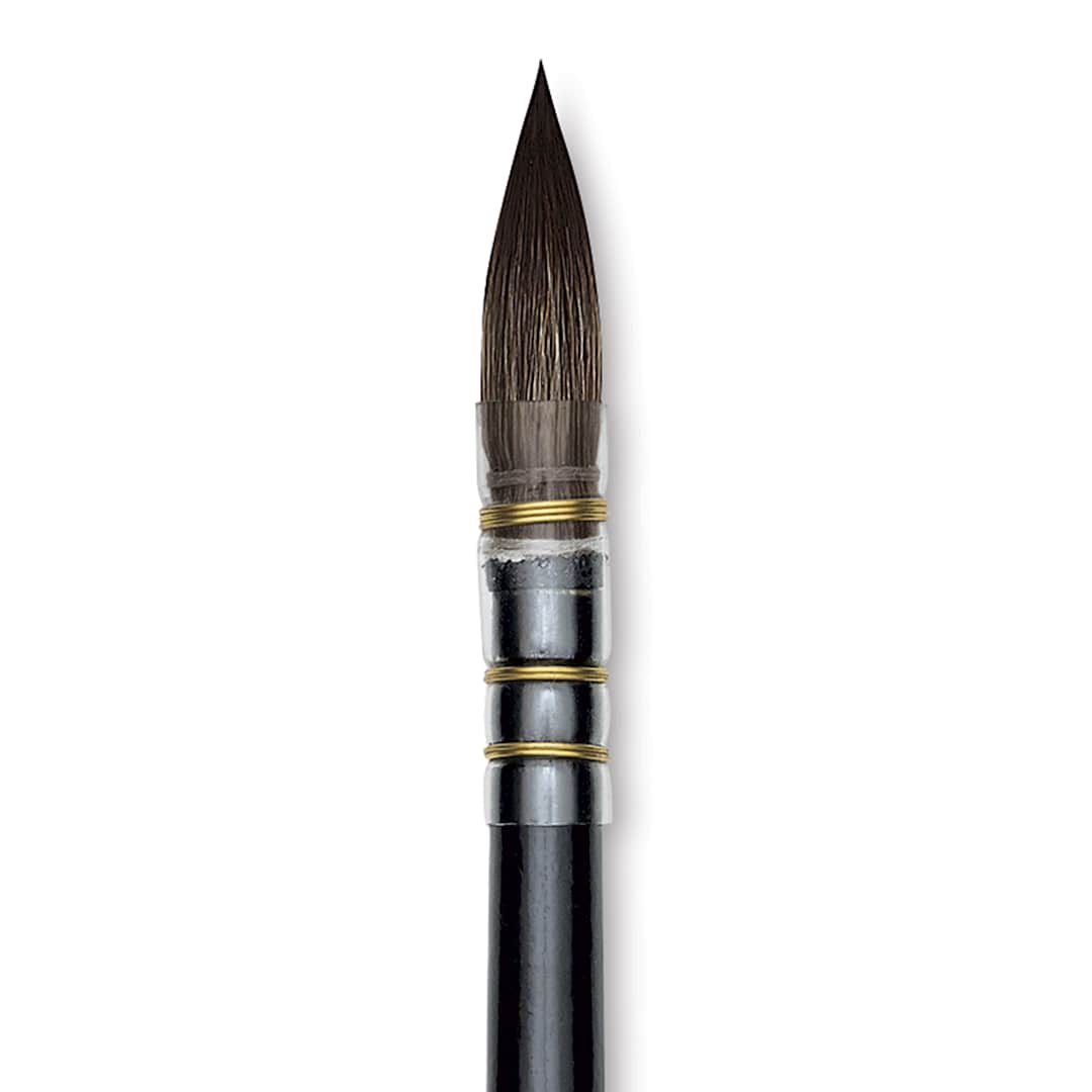 Open in modal - Da Vinci Casaneo Synthetic Squirrel Watercolor Brush - Quill Round Wash, Size 2, Short Handle, Synthetic, close up