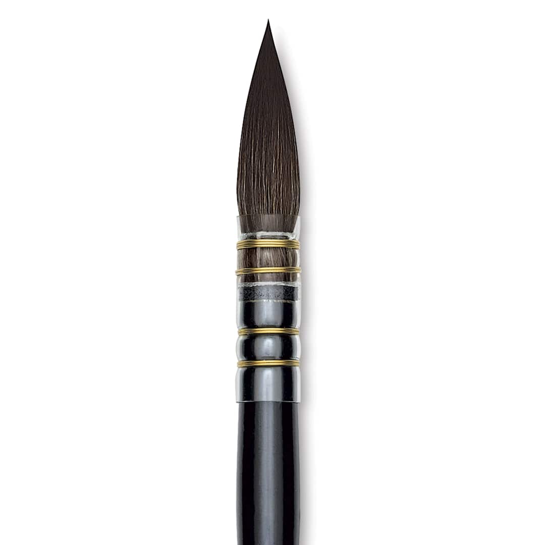 Open in modal - Da Vinci Casaneo Synthetic Squirrel Watercolor Brush - Quill Round Wash, Size 4, Short Handle, Synthetic, close up