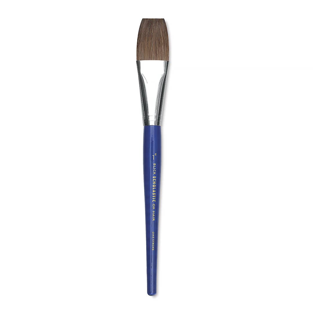 Open in modal - Blick Scholastic Ox Hair Brush - One-Stroke, Short Handle, 1"