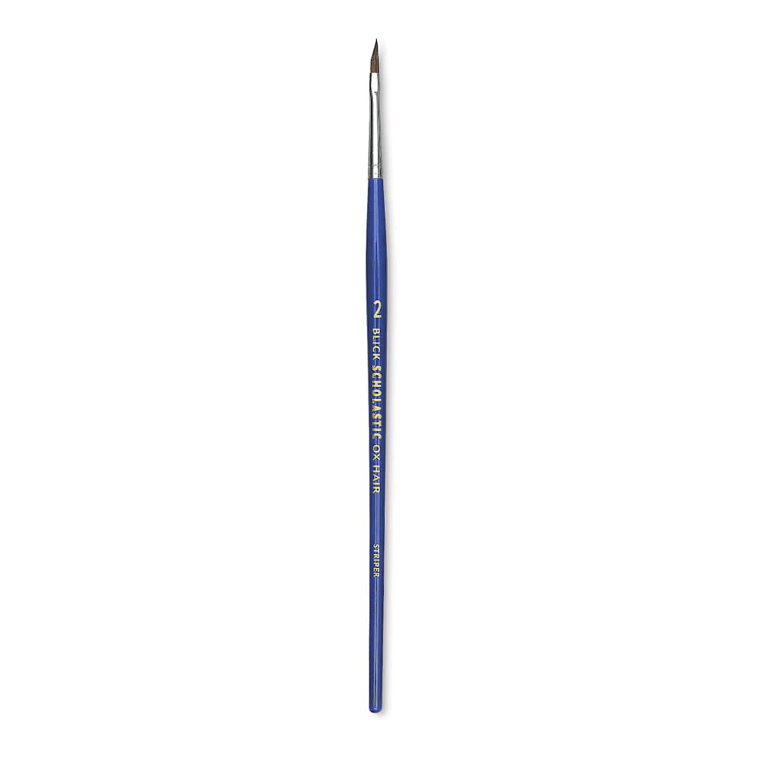 Open in modal - Blick Scholastic Ox Hair Brush - Striper, Short Handle, Size 2
