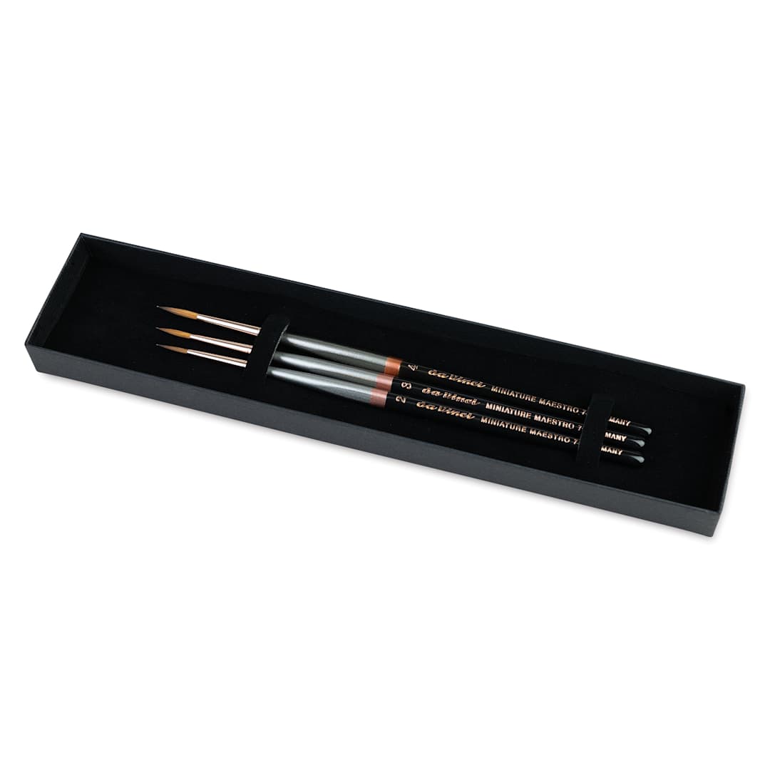 Open in modal - Da Vinci Maestro Kolinsky Miniature Brushes - Box Set of 3, Rounds, Series 70