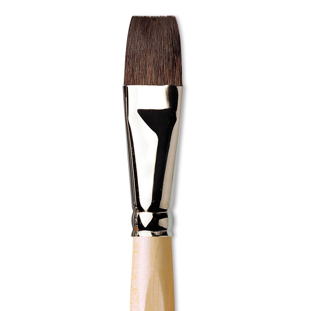 Open in modal - Da Vinci Petit Gris Pur Blue Squirrel Brush - Flat Wash, Short Handle, Size 18 close up
