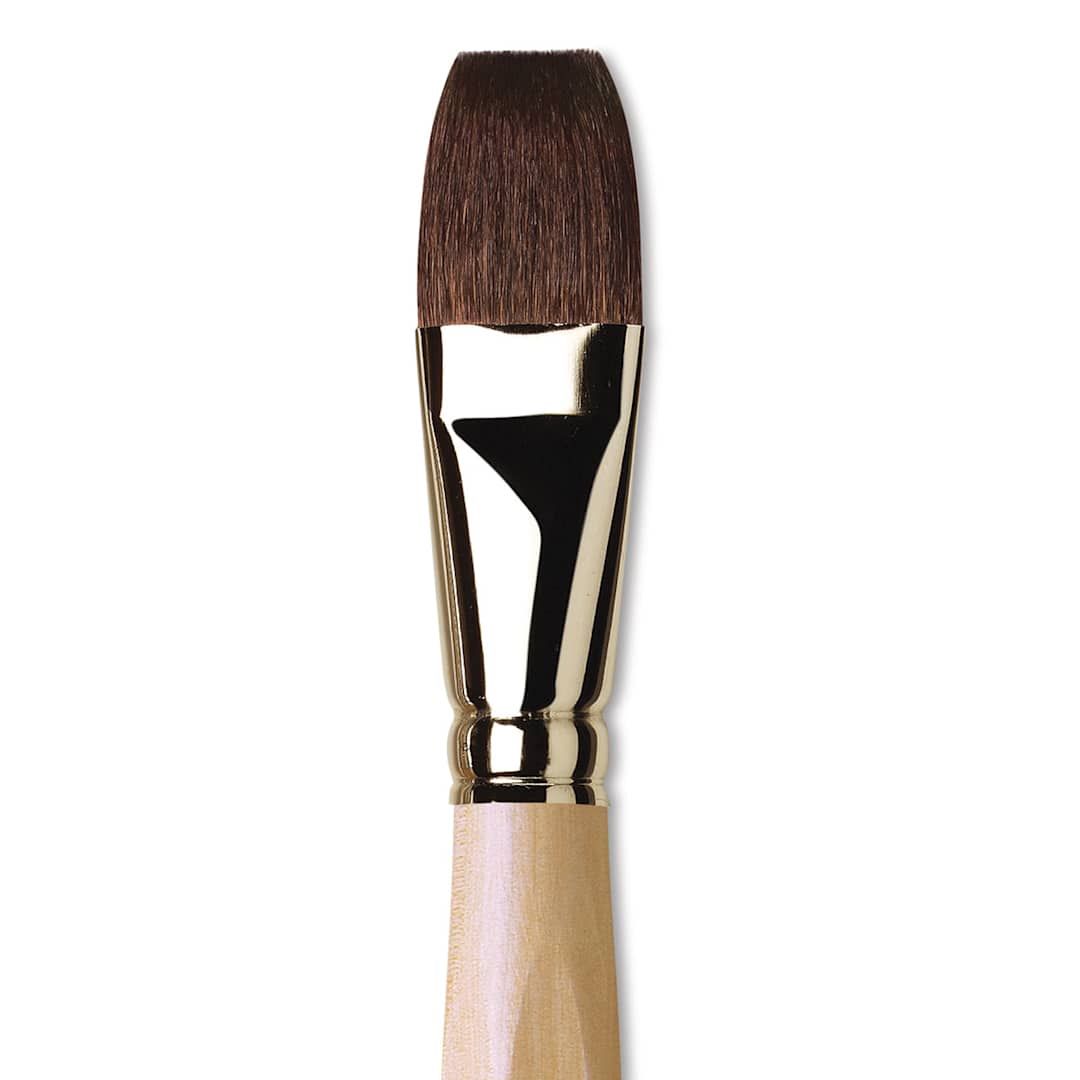 Open in modal - Da Vinci Petit Gris Pur Blue Squirrel Brush - Flat Wash, Short Handle, Size 30 close up