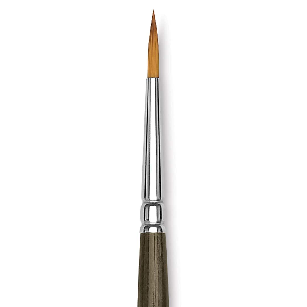 Open in modal - Blick Studio Short Handle Synthetic Brush - Round, Black Handle, Size 2, close up