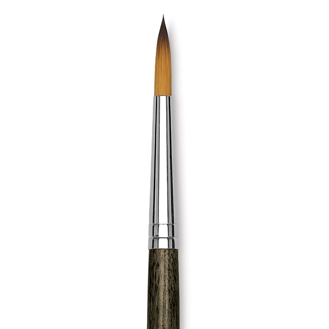 Open in modal - Blick Studio Short Handle Synthetic Brush - Round, Black Handle, Size 6, close up