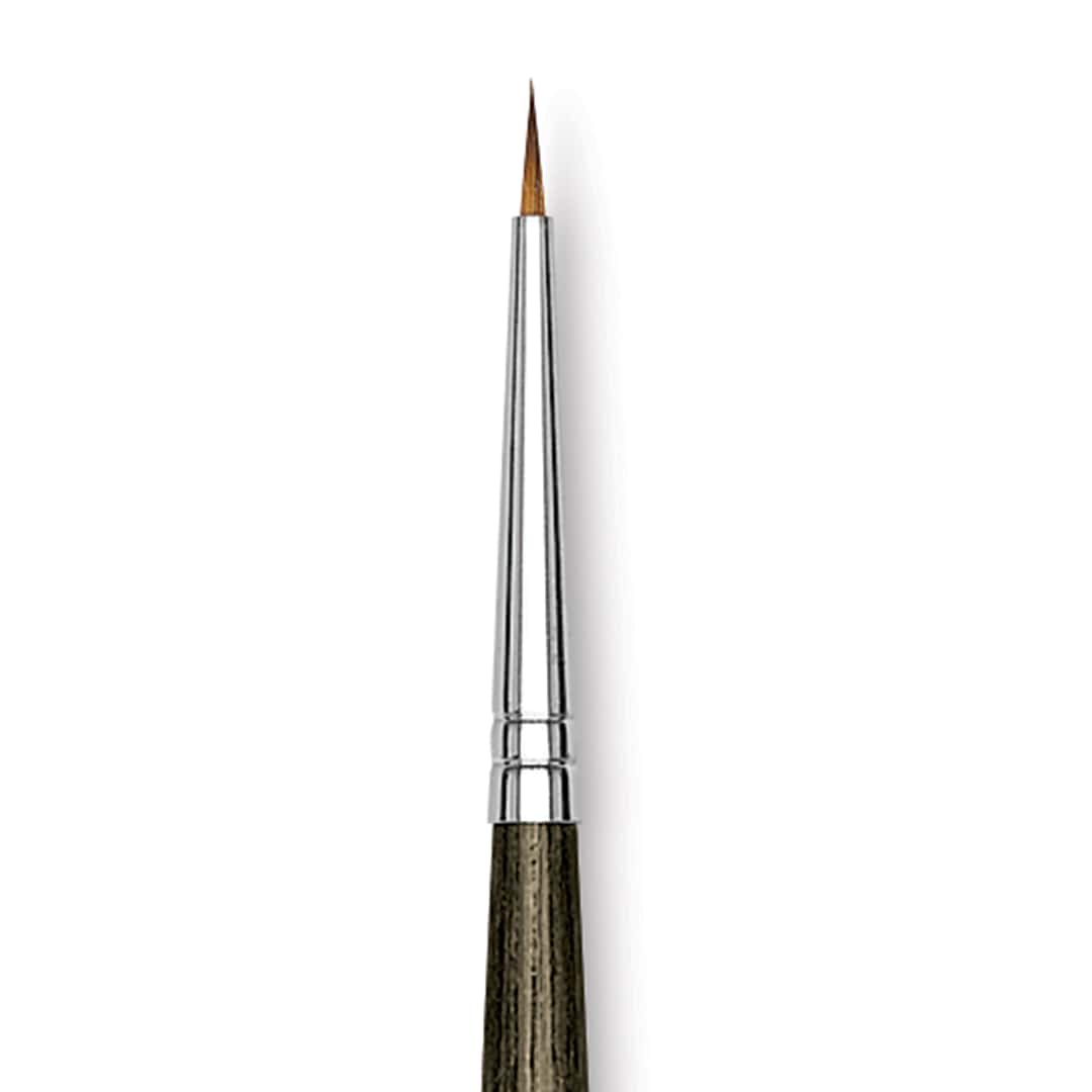 Open in modal - Blick Studio Short Handle Synthetic Brush - Round, Black Handle, 3/0, close up