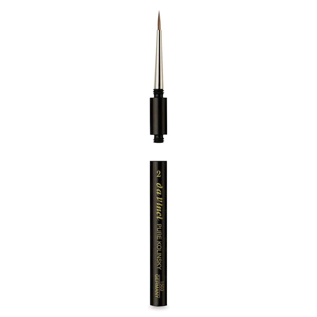 Open in modal - Da Vinci Maestro Kolinsky Brush - Travel Round, Short Handle, Size 2 brush separated from handle
