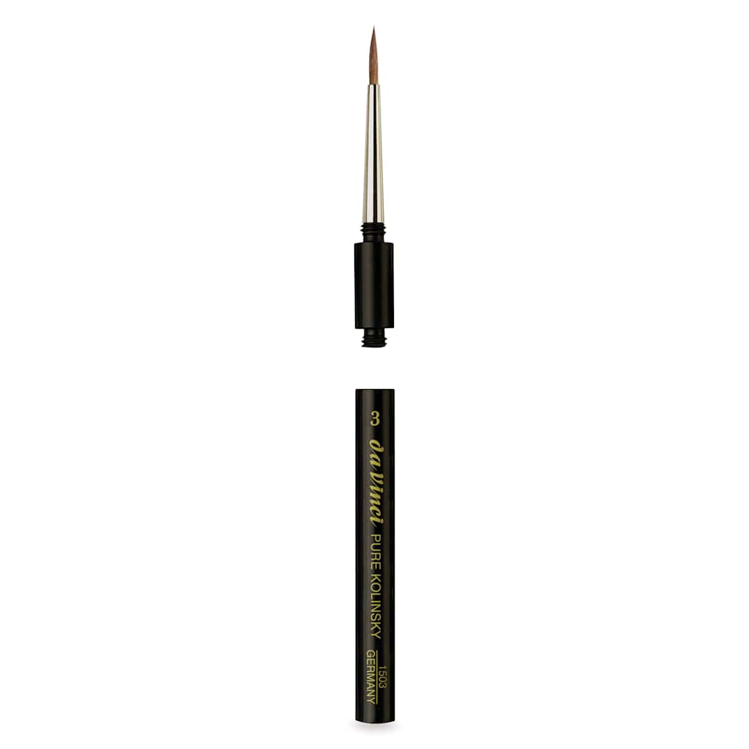 Open in modal - Da Vinci Maestro Kolinsky Brush - Travel Round, Short Handle, Size 3 brush separated from handle