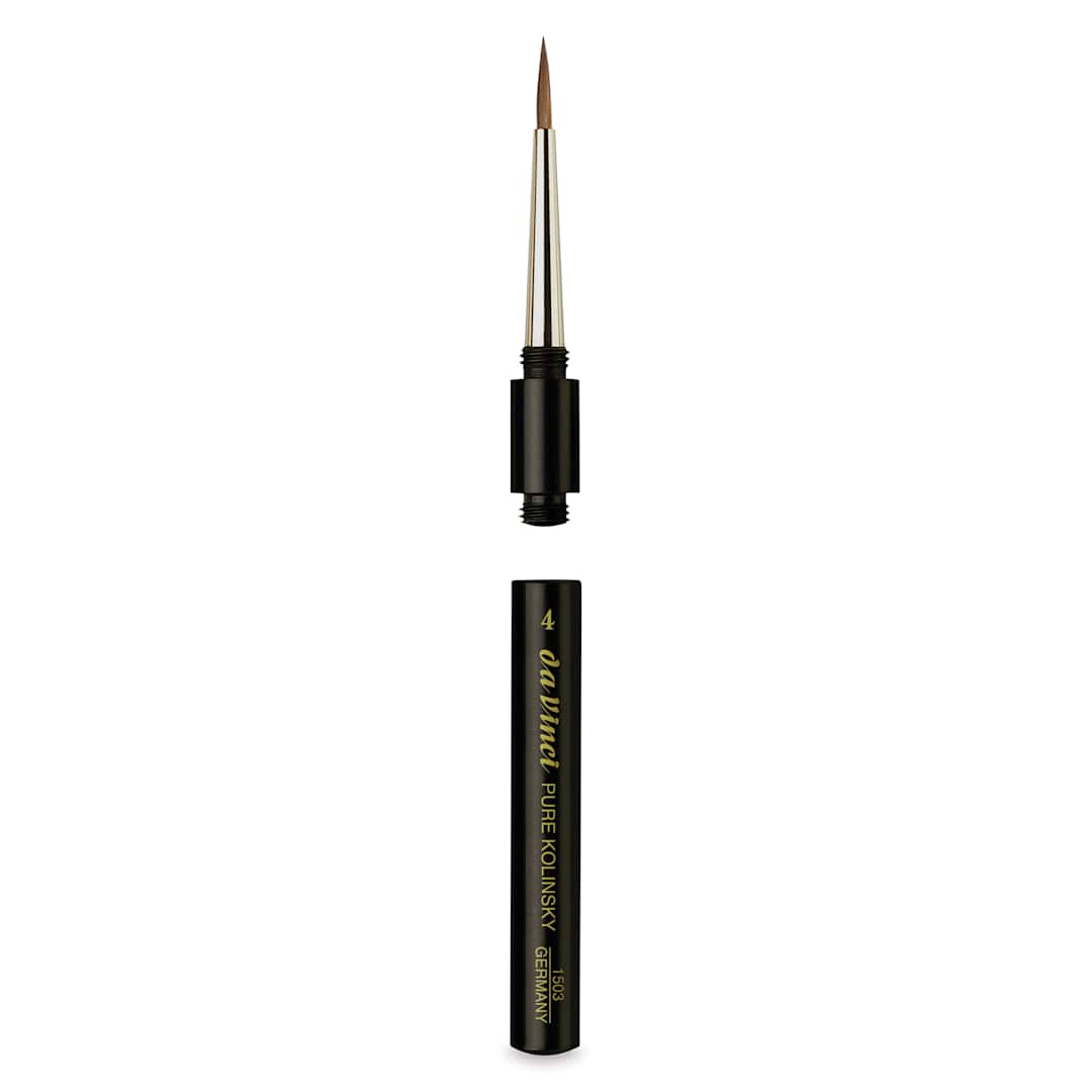 Open in modal - Da Vinci Maestro Kolinsky Brush - Travel Round, Short Handle, Size 4 brush separated from handle