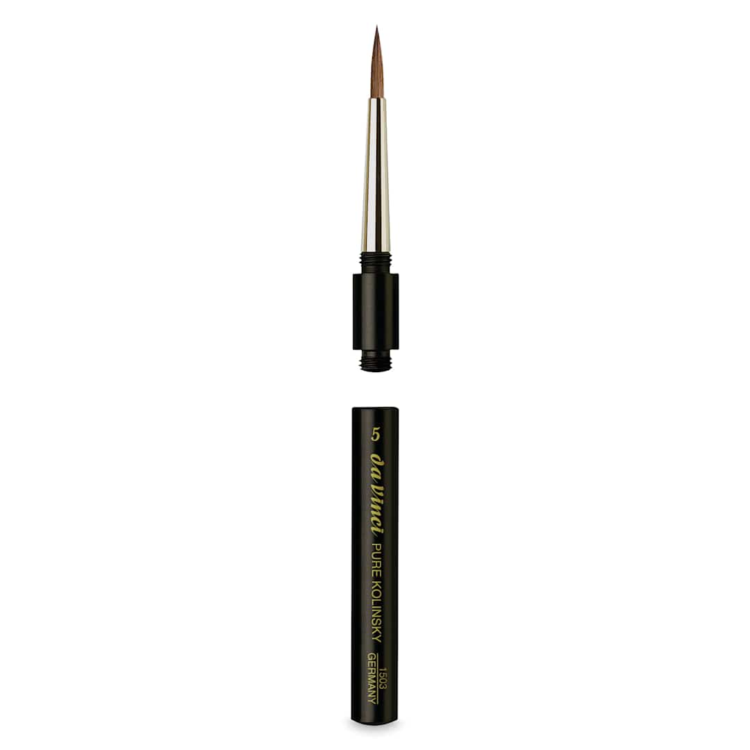 Open in modal - Da Vinci Maestro Kolinsky Brush - Travel Round, Short Handle, Size 5 brush separated from handle