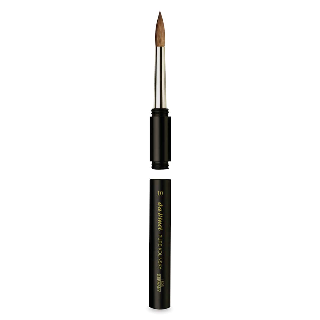 Open in modal - Da Vinci Maestro Kolinsky Brush - Travel Round, Short Handle, Size 10 brush removed from handle
