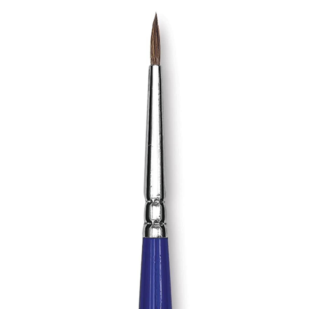 Open in modal - Blick Scholastic Short Handle Red Sable Brush - Round, Size 0 close up