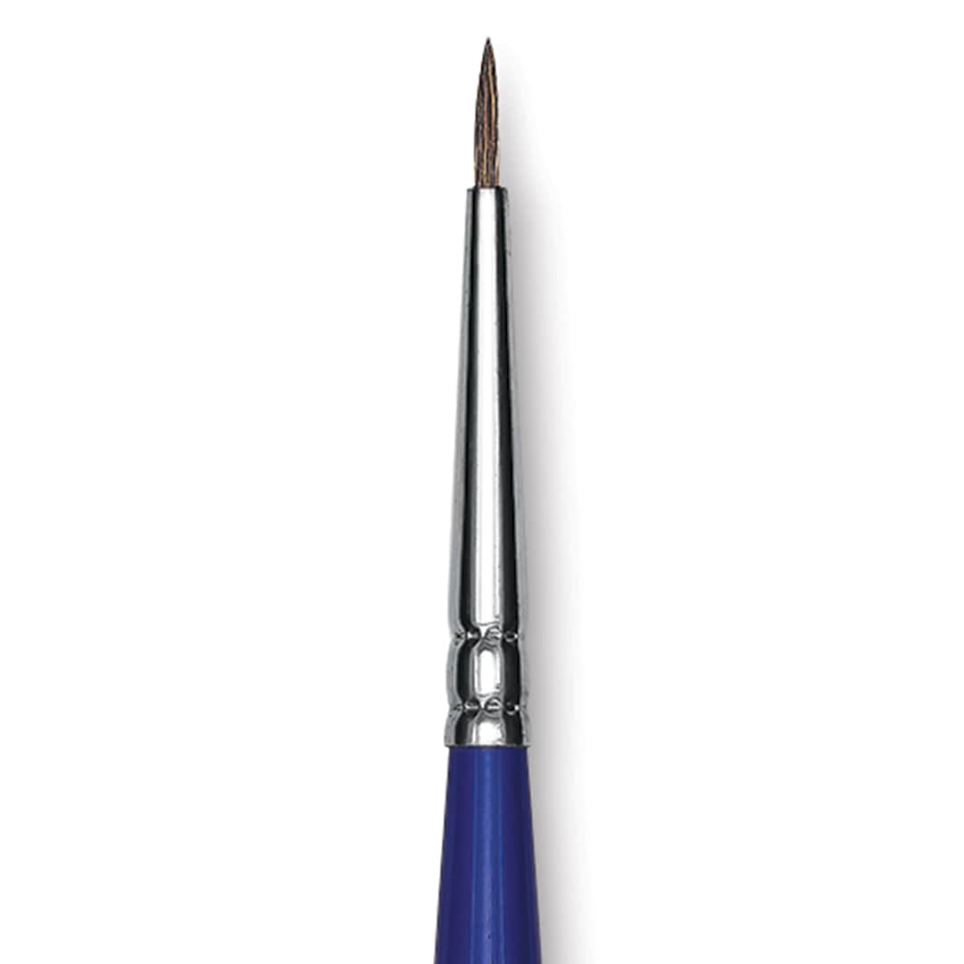 Open in modal - Blick Scholastic Short Handle Red Sable Brush - Round, Size 2/0 close up