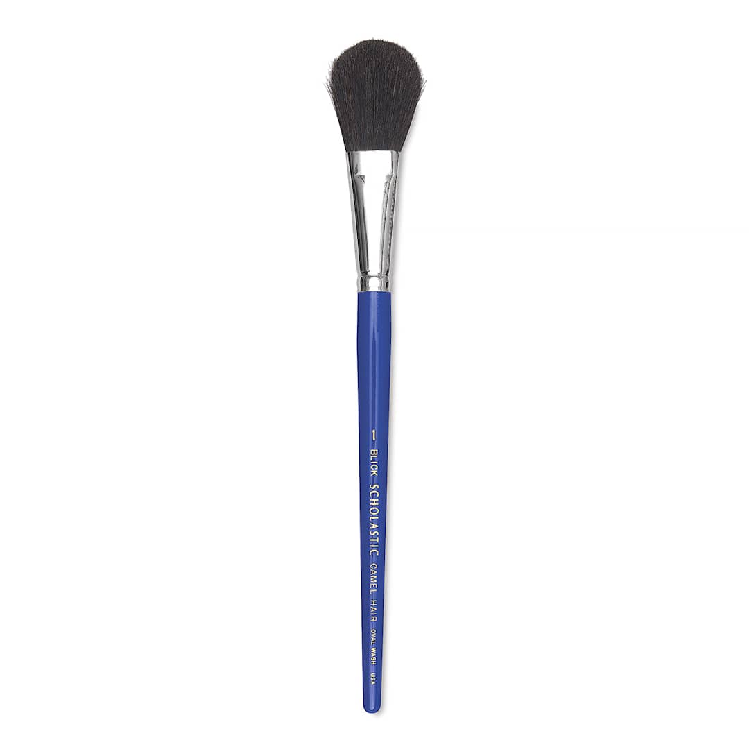 Open in modal - Blick Scholastic Camel Hair Brush - Oval Wash, Short Handle, Size 1"