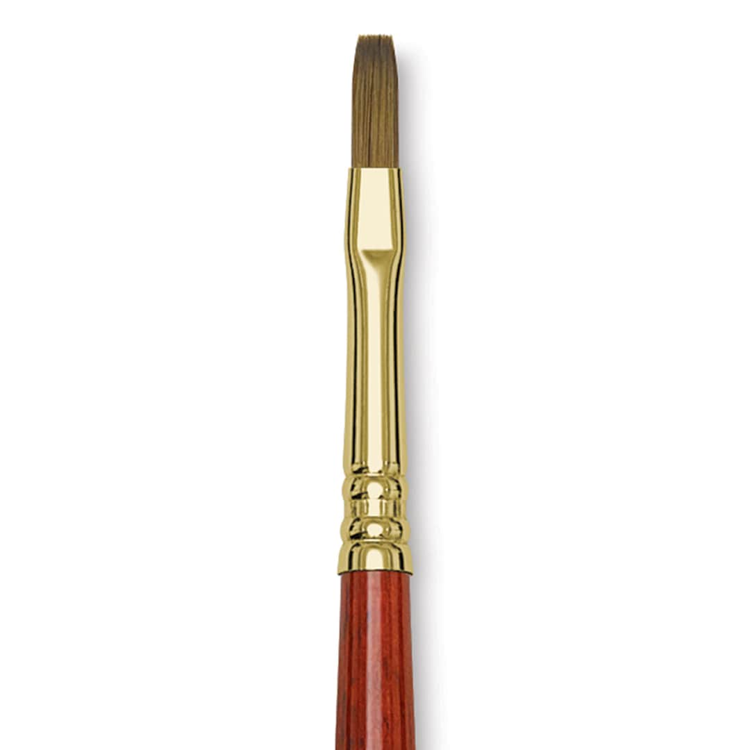 Open in modal - Blick Master Kolinsky Sable Brush - Flat, Short Handle, Red, Size 4 close up
