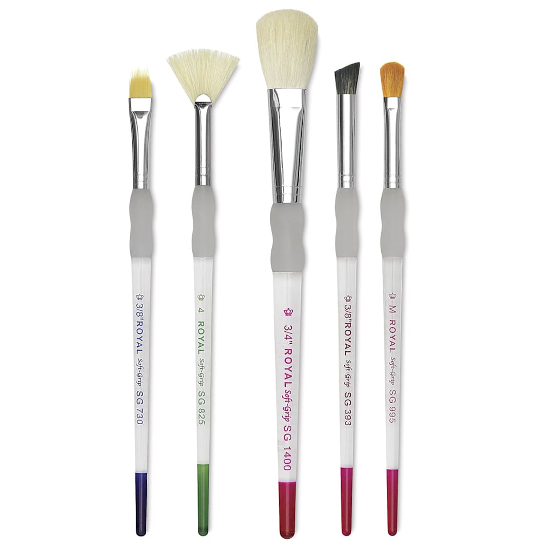 Open in modal - Royal Langnickel Soft Grip Texture Brush Set - Short Handle, Set of 5
