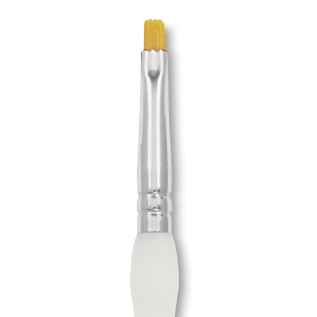 Open in modal - Royal & Langnickel Soft Grip Golden Taklon Brush - Short Shader, Short Handle, Size 2, close-up