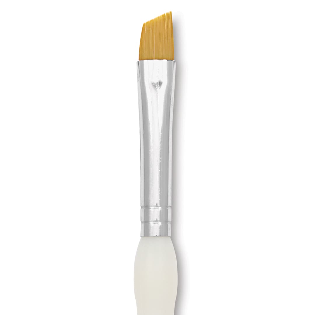 Open in modal - Royal & Langnickel Soft Grip Golden Taklon Brush - Angular, Short Handle, Size 1/4", close-up