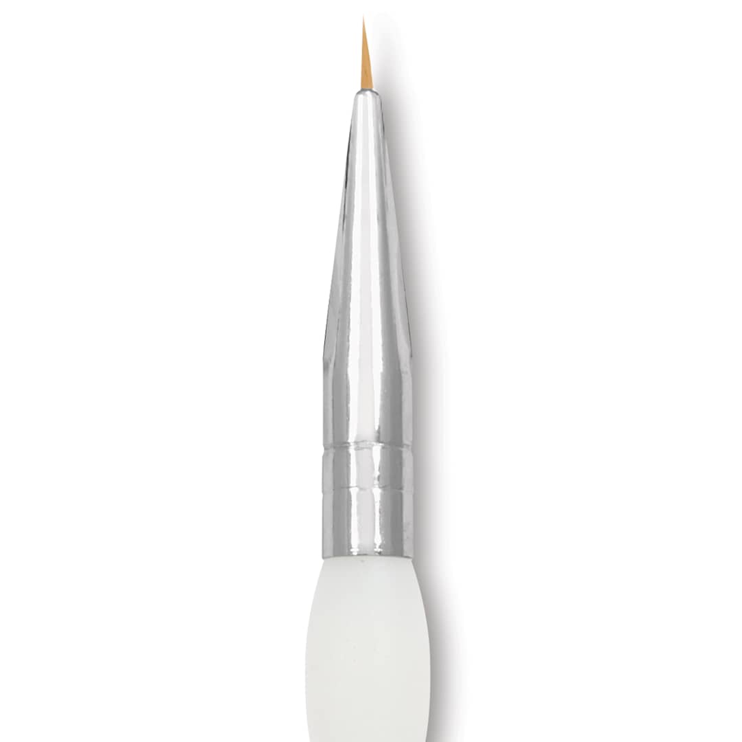 Open in modal - Royal & Langnickel Soft Grip Golden Taklon Brush - Round, Short Handle, Size 20/0, close-up