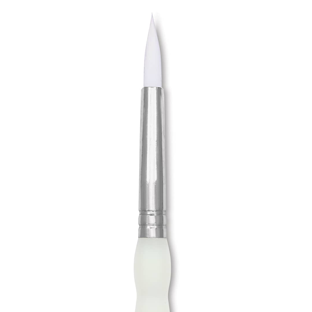 Open in modal - Royal & Langnickel Soft Grip White Taklon Brush - Round, Short Handle, Size 4, close-up