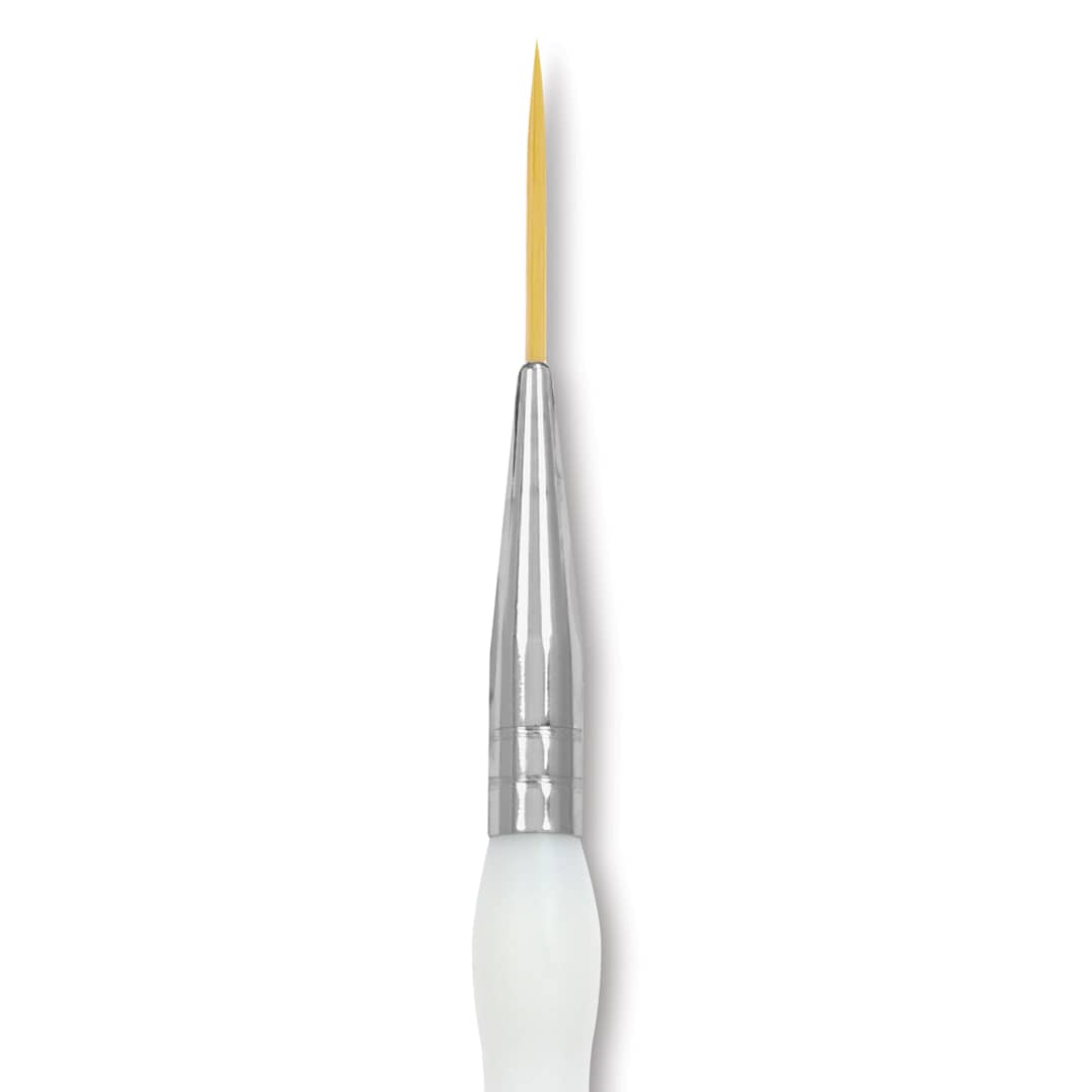Open in modal - Royal & Langnickel Soft Grip Golden Taklon Brush - Script Liner, Short Handle, Size 0, close-up