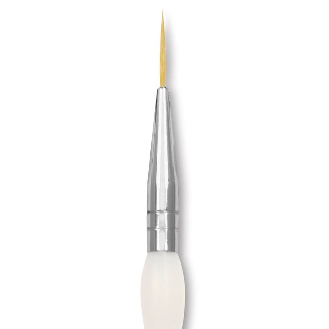 Open in modal - Royal & Langnickel Soft Grip Golden Taklon Brush - Script Liner, Short Handle, Size 10/0, close-up