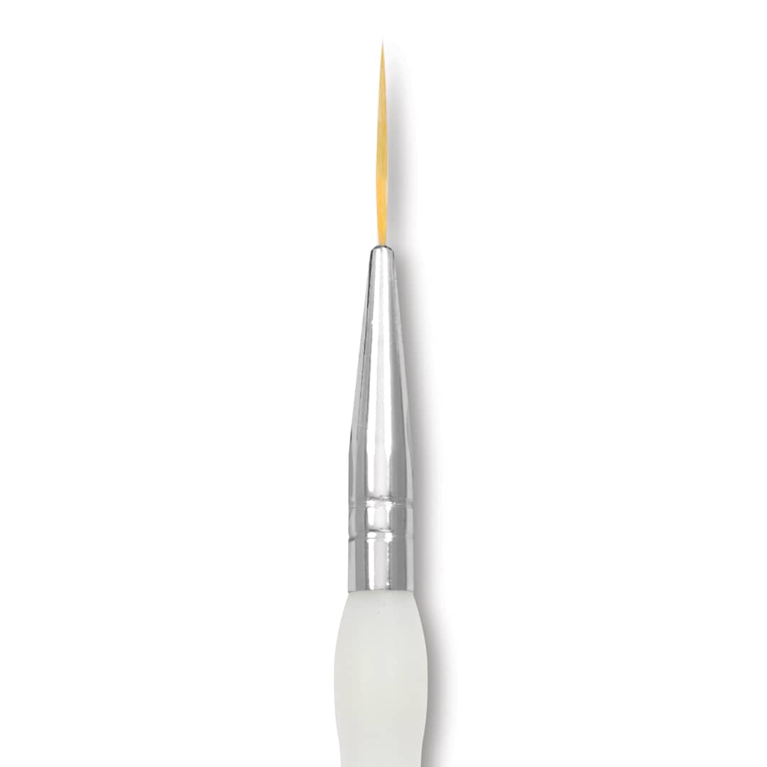 Open in modal - Royal & Langnickel Soft Grip Golden Taklon Brush - Script Liner, Short Handle, Size 5/0, close-up