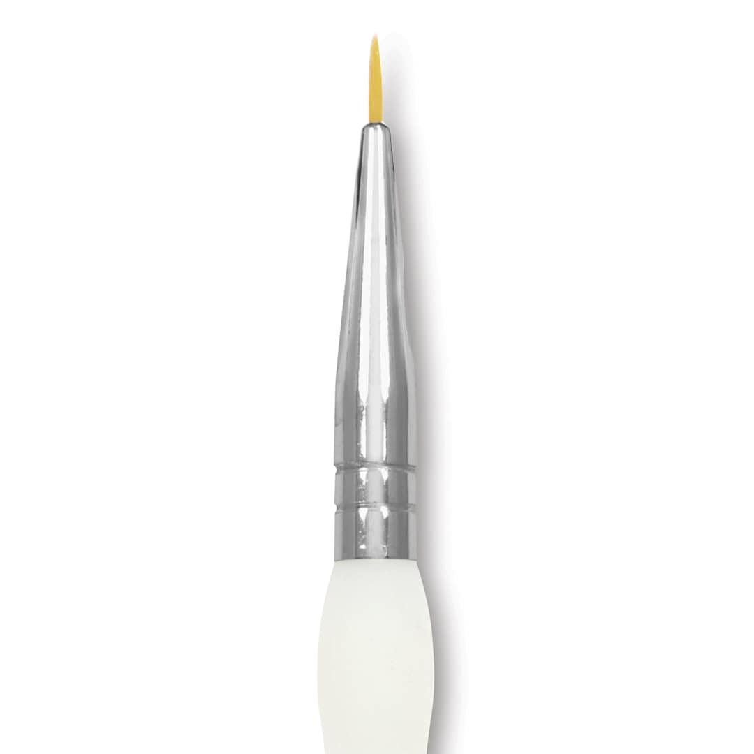 Open in modal - Royal & Langnickel Soft Grip Golden Taklon Brush - Short Liner, Short Handle, Size 20/0, close-up
