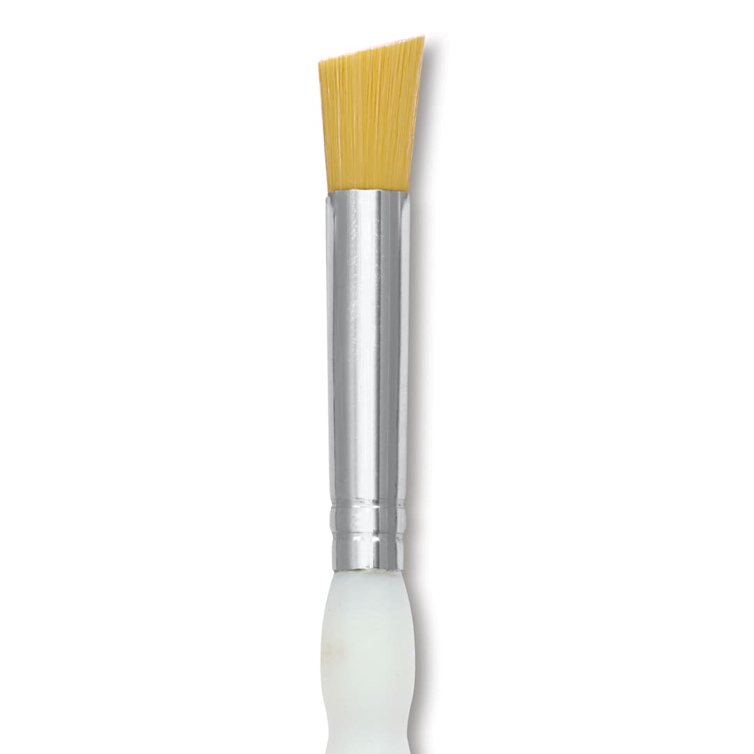Open in modal - Royal & Langnickel Soft Grip Golden Taklon Brush - Deerfoot, Short Handle, Size 3/8", close-up