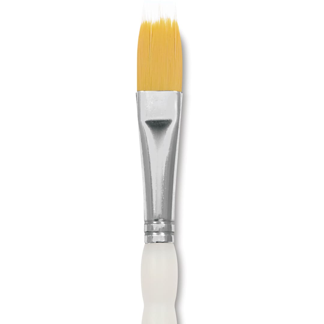 Open in modal - Royal & Langnickel Soft Grip Golden Taklon Brush - Filbert Comb, Short Handle, Size 1/2", close-up