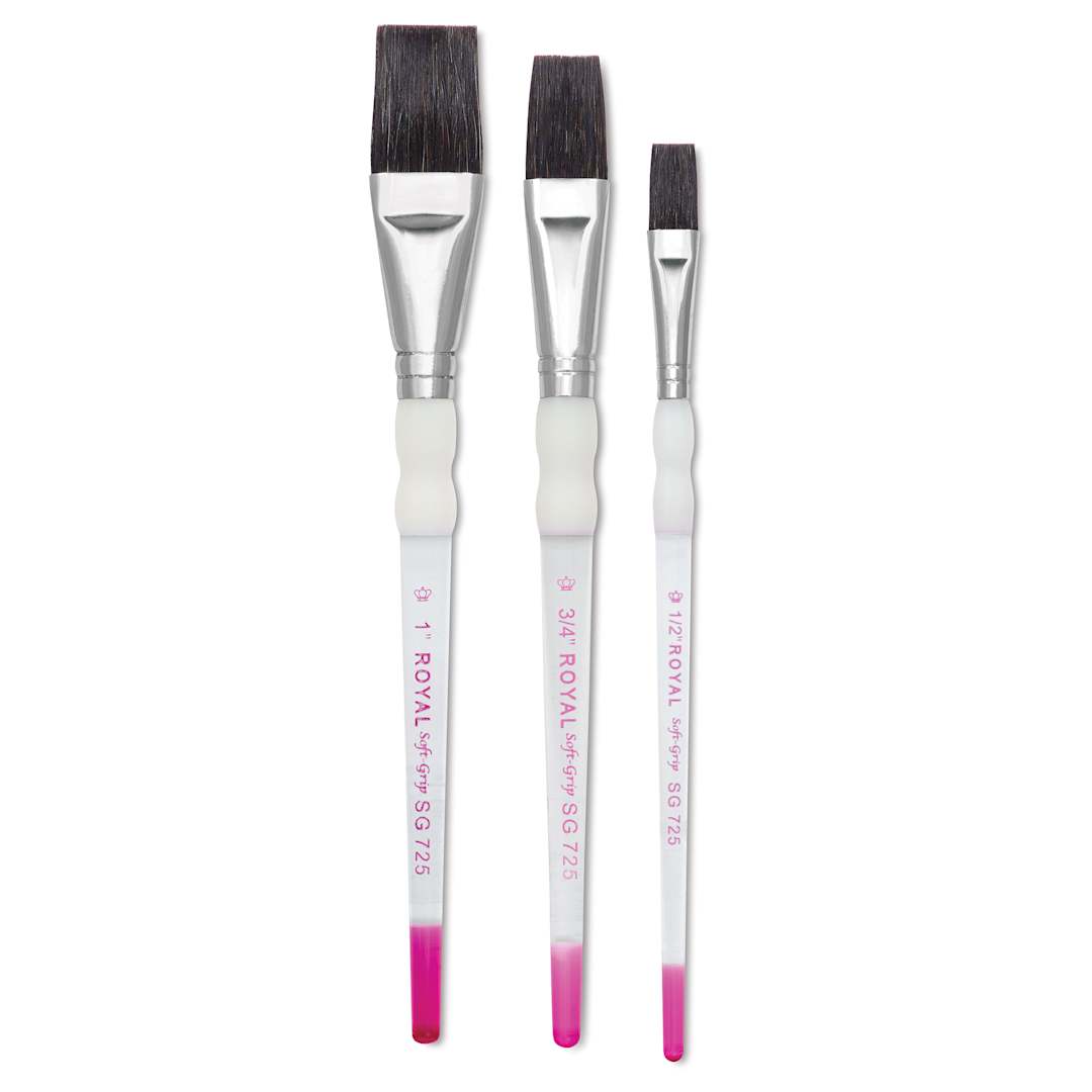 Open in modal - Royal & Langnickel Soft Grip Ox Hair Wash Brushes, various sizes shown
