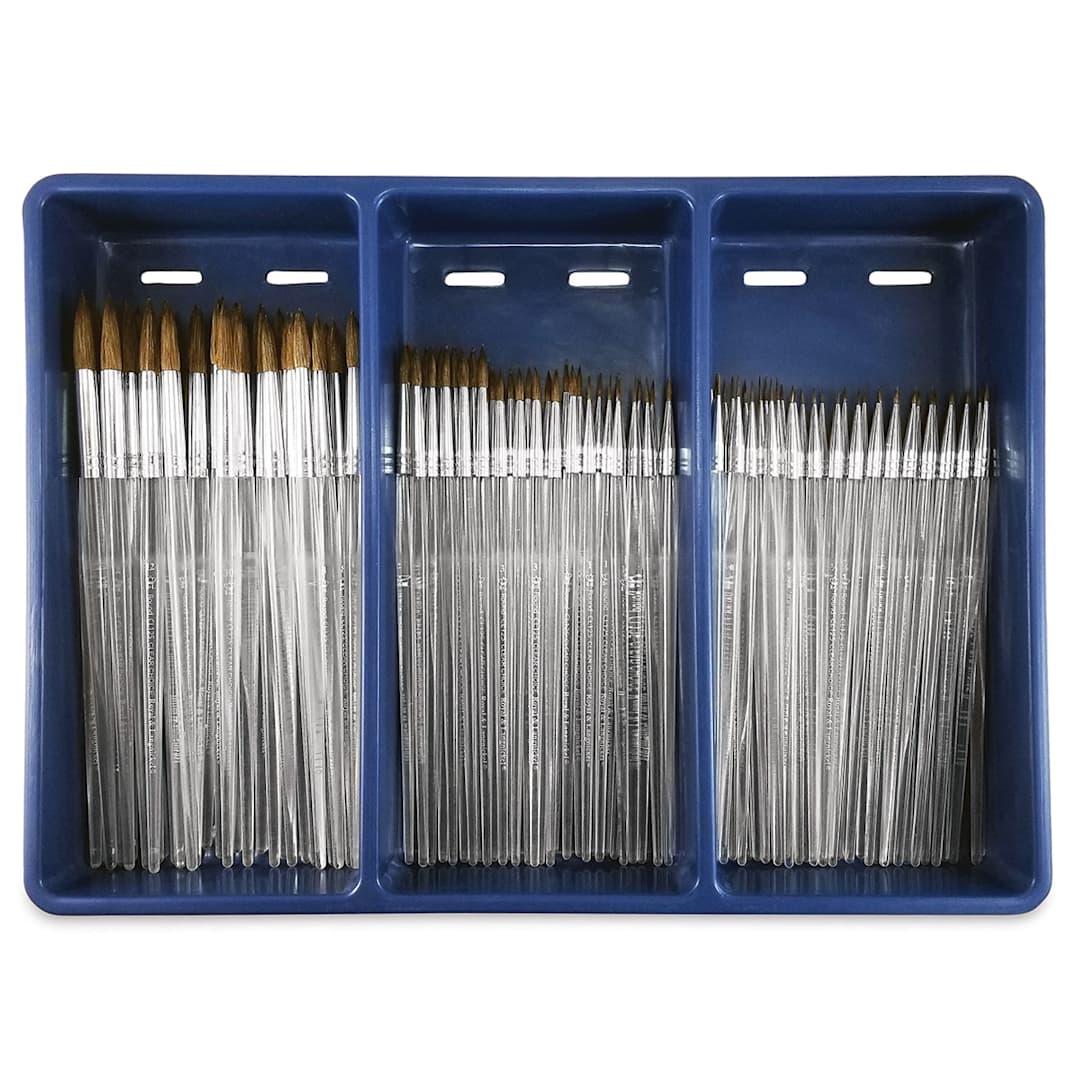 Open in modal - Royal Langnickel Clear Choice Brush Set - Soft Natural Hair, Round, Set of 60, Short Handle (in tray)