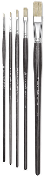 Open in modal - Blick Studio Bristle Brushes -Set of 5 Flat Brushes upright